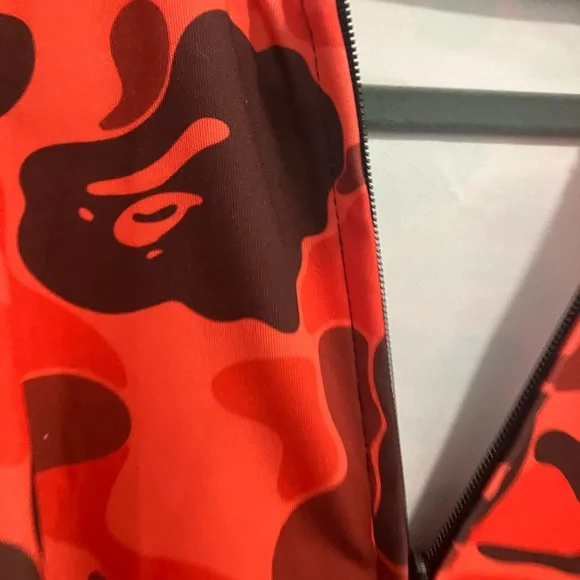 BAPE designer brand Camo Red Shark Full Zip Hoodie lightweight jacket Size XXL - Picture 10 of 15